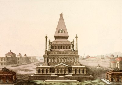 Mausoleum van Halicarnassus, graf van de Perzische satraap Mausolus, een van de Zeven Wereldwonderen door European School