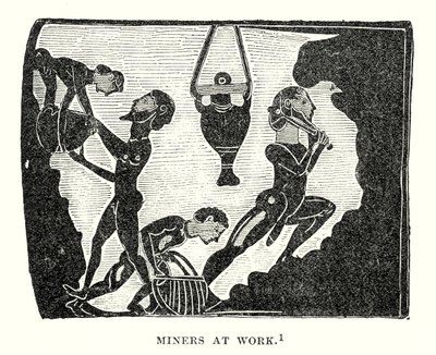 Mijnwerkers aan het werk (gravure) door European School