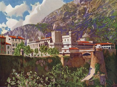 Monaco, Het paleis van de prins (kleurenlitho) door European School