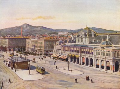 Nice, Place Massena (kleurenlitho) door European School