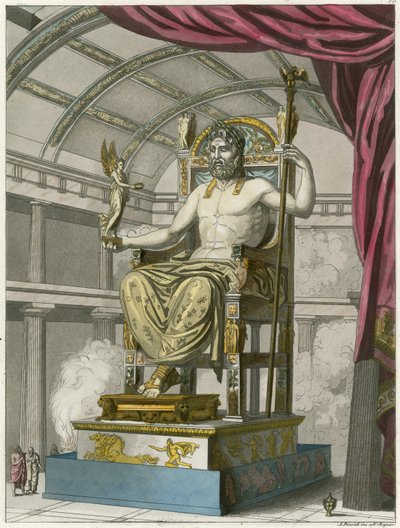 Olympiër Jupiter (ingekleurde gravure) door European School