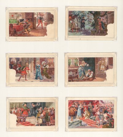 Origineel kunstwerk voor een set Liebig-kaarten: Wagner, Die Meistersinger door European School