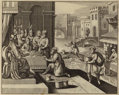 Parabel van de talenten (gravure) door European School