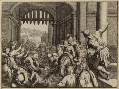 Mensen van Samaria plunderen het verlaten kamp van de Arameeërs door European School