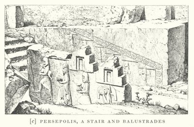 Persepolis, een trap en balustrades (litho) door European School
