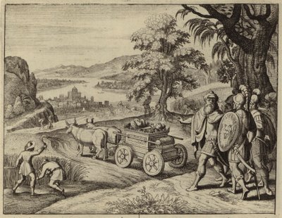 Filistijnen geven de Ark van het Verbond terug aan de Israëlieten (gravure) door European School