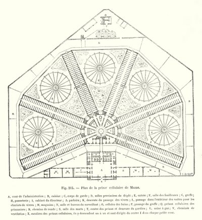 Plattegrond van de cellulaire gevangenis van Mazas door European School