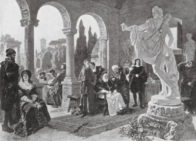 Paus Julius II en de Apollo Belvedere (litho) door European School