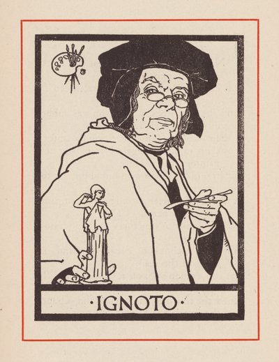 Portret van een onbekende Italiaanse kunstenaar (litho) door European School