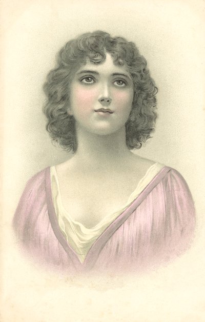 Portret van een meisje (kleurenlitho) door European School