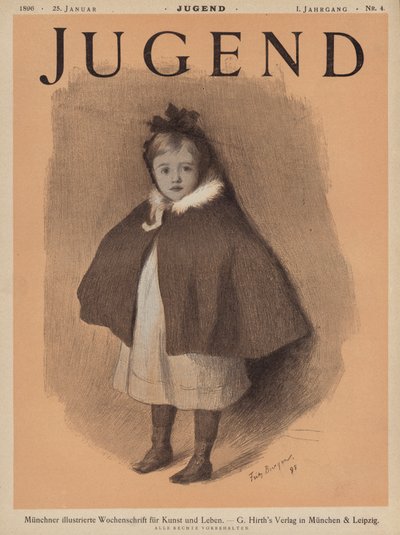Portret van een klein meisje met een cape (kleur litho) door European School