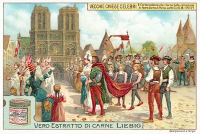 Processie die Notre Dame de Paris verlaat tijdens het bewind van Karel VII van Frankrijk door European School