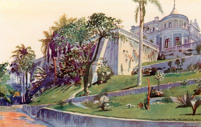 Residentie van senator generaal Pinheiro Machado (kleurenlitho) door European School
