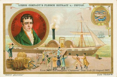 Robert Fulton, Liebig-kaart, begin 20e eeuw (chromo) door European School