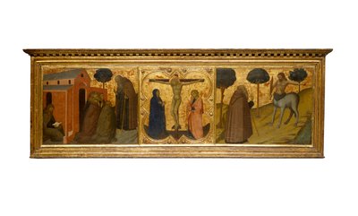 Sint Antonius de Abt Predikend; Christus aan het Kruis met de Maagd en Sint Jan; Sint Antonius de Abt en de Centaur door European School
