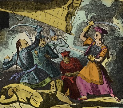 Shing Shi of Ching Shih (overleden 1844). Chinese piratenvrouw van de 19e eeuw. Ze commandeerde een echte vloot waarmee ze admiraal Kwo Lang versloeg. door European School