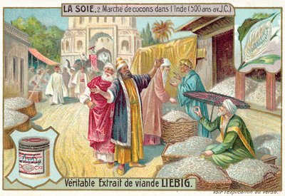 Zijde coconmarkt in India, 500 v.Chr. door European School