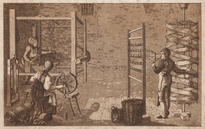 Spin- en weefwerk (litho) door European School