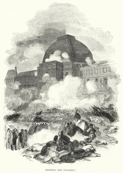 Bestorming van de Tuilerieën (gravure) door European School