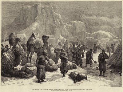 De Afghaanse oorlog, kamp van de 3e Goorkhas in de sneeuw bij Sultan Mohammed (gravure) door European School
