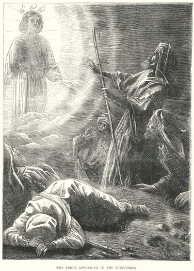 De engel verschijnt aan de herders (gravure) door European School