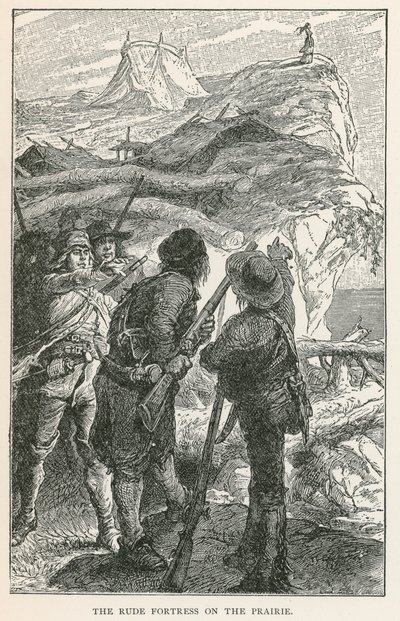 Het ruwe fort op de prairie (gravure) door European School