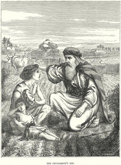 De zoon van de Shunammite (gravure) door European School