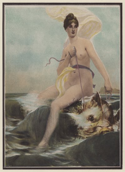 Thetis, zeenimf uit de Griekse mythologie (kleurenlitho) door European School