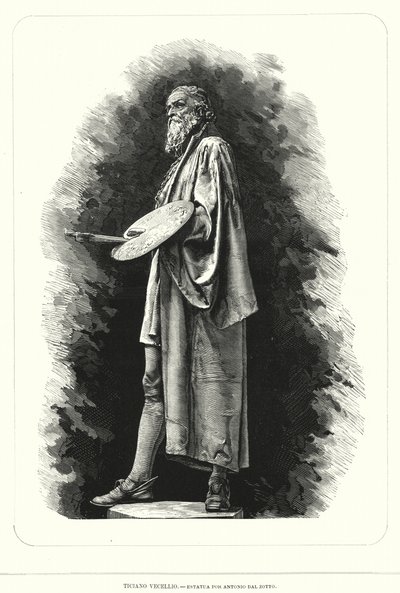 Titiaan, Italiaanse renaissancekunstenaar, standbeeld door Antonio dal Zotto door European School