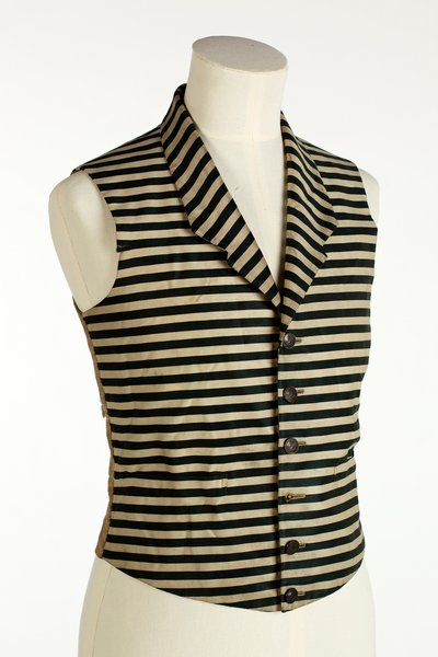Vest met donkergroene en witte horizontale strepen, ca. 1800-50 door European School