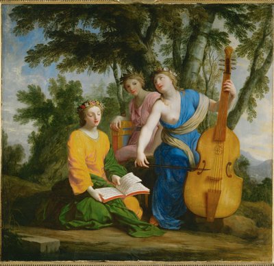 Melpomene, Erato en Polyhymnia ... door Eustache (studio of) Le Sueur