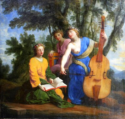 Frans: Melpomène, Érato et Polymnie Melpomene, Erato en Polyhymnia door Eustache Le Sueur