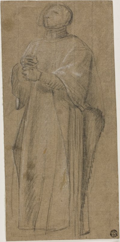 Studie voor priester met staf door Eustache Le Sueur