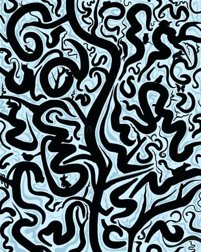 17 Dieren verborgen in boom (digitale kunst) door Evan Sklar