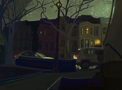6 AM South Side of Street, Prospect Park (digitale kunst) door Evan Sklar