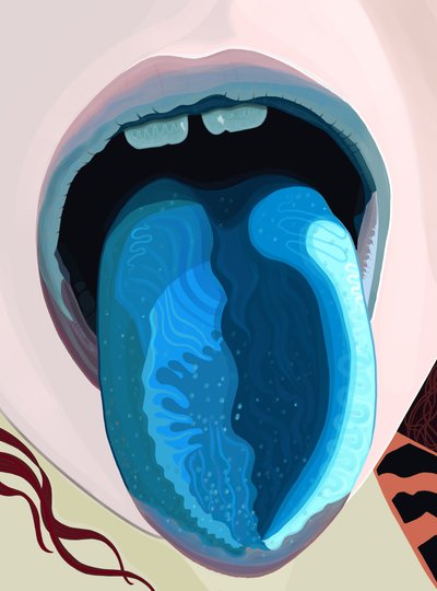 Blauwe tong van ijslolly (digitale kunst) door Evan Sklar