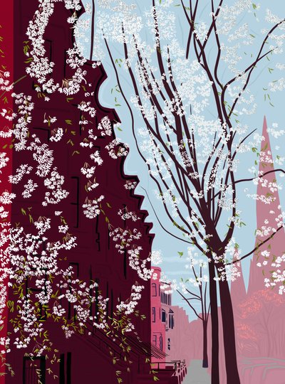 Garfield Place, Spring, Brooklyn, ca 2020-24 (digitale kunst) door Evan Sklar