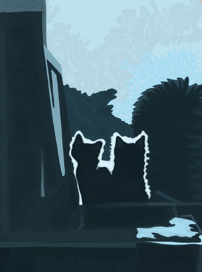 Kittens buiten het raam (digitale kunst) door Evan Sklar