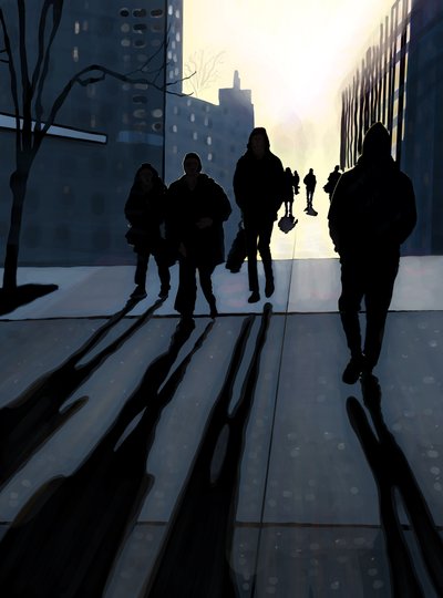 Manhattan stoep (digitale kunst) door Evan Sklar