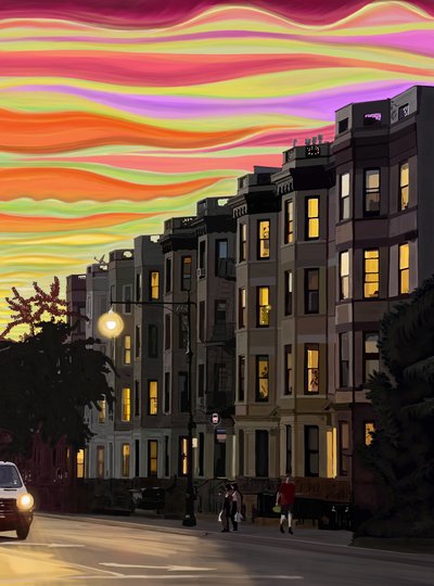 Ninth Street Nine A.M. (digitale kunst) door Evan Sklar