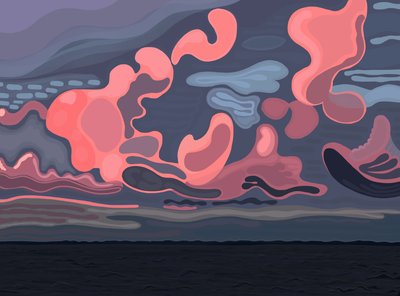 Oceaan en wolken, Brooklyn (digitale kunst) door Evan Sklar
