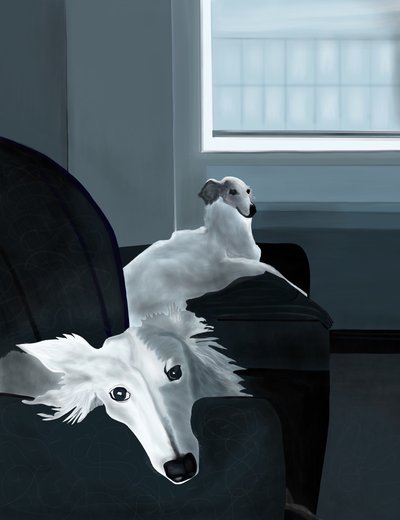 Penny en Minnie op de bank (digitale kunst) door Evan Sklar