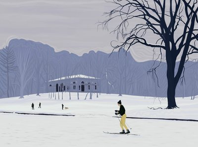 Skiër, Prospect Park , Brooklyn (digitale kunst) door Evan Sklar
