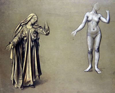 Gedrapeerde figuurstudie met bijbehorende naakt door Evelyn De Morgan