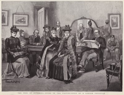 De vijver van Bethesda - scène in de wachtkamer van een Londense arts door Everard Hopkins
