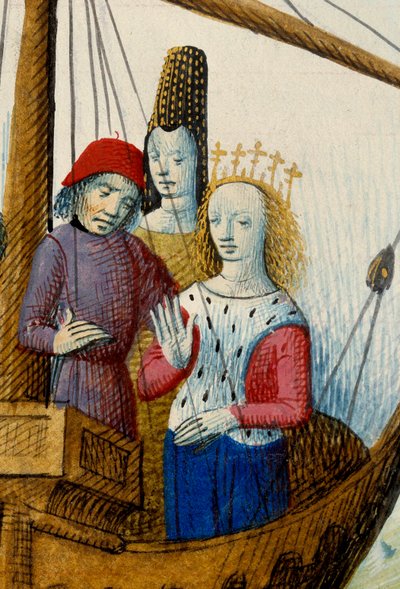 Koningin Iseult van Tristan en zij gingen aan boord voor het koninkrijk Logres door Everard de Espinques
