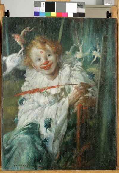 Clown met rode veer door Everett Shinn