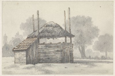 Hooischelf te Zoelmond, in de Betuwe door Evert Doublet