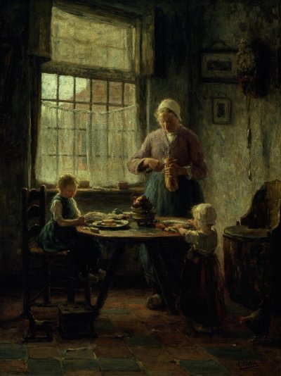 Een familiemaaltijd, 1890s door Evert Pieters