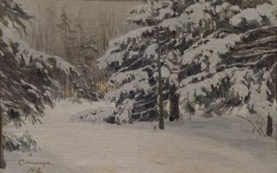 Winter op de eilanden van Sint-Petersburg, 1912 door Evgeni Ivanovich Stolitsa